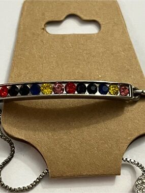Silver Multicolor Crystal Bar Bracelet - Women Jewelry